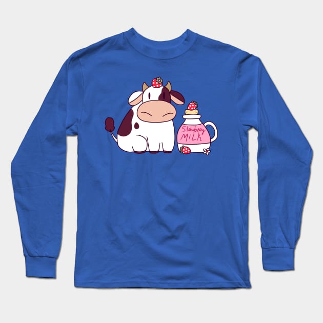 Strawberry Milk Cow Long Sleeve T-Shirt by saradaboru